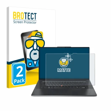 Parte frontale di una confezione del prodotto con il logo del marchio BROTECT. Accanto è raffigurato il dispositivo Lenovo Thi