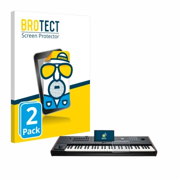 Parte frontale di una confezione del prodotto con il logo del marchio BROTECT. Accanto è raffigurato il dispositivo KORG Pa5X 