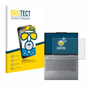 Parte frontale di una confezione del prodotto con il logo del marchio BROTECT. Accanto è raffigurato il dispositivo Lenovo Thi