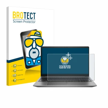 Parte frontale di una confezione del prodotto con il logo del marchio BROTECT. Accanto è raffigurato il dispositivo HP Zbook P