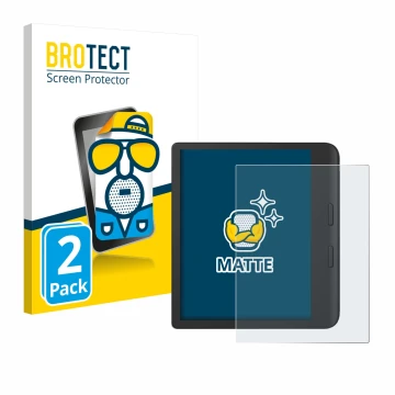 Parte frontale di una confezione del prodotto con il logo del marchio BROTECT. Accanto è raffigurato il dispositivo Tolino Vis