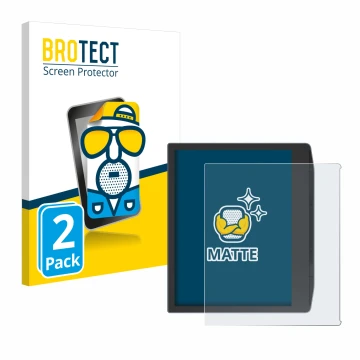 Parte frontale di una confezione del prodotto con il logo del marchio BROTECT. Accanto è raffigurato il dispositivo PocketBook