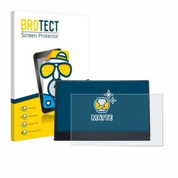 Parte frontale di una confezione del prodotto con il logo del marchio BROTECT. Accanto è raffigurato il dispositivo Dell P1424