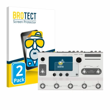 Parte frontale di una confezione del prodotto con il logo del marchio BROTECT. Accanto è raffigurato il dispositivo Hotone Amp
