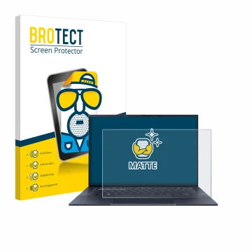 Parte frontale di una confezione del prodotto con il logo del marchio BROTECT. Accanto è raffigurato il dispositivo ASUS Exper