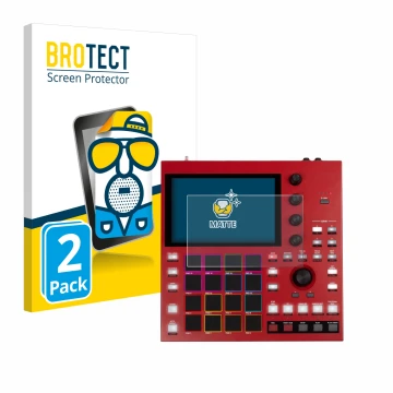 Parte frontale di una confezione del prodotto con il logo del marchio BROTECT. Accanto è raffigurato il dispositivo Akai MPC O