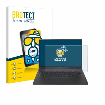 Parte frontale di una confezione del prodotto con il logo del marchio BROTECT. Accanto è raffigurato il dispositivo LG gram Pr