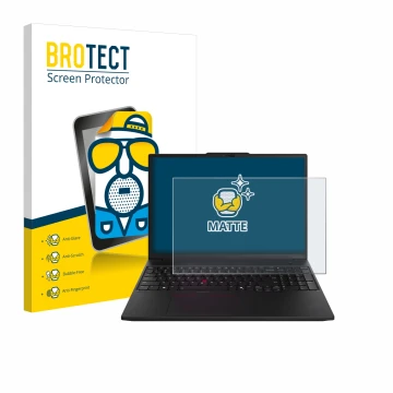 Parte frontale di una confezione del prodotto con il logo del marchio BROTECT. Accanto è raffigurato il dispositivo Lenovo Thi