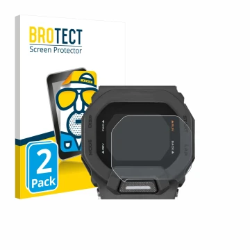Parte frontale di una confezione del prodotto con il logo del marchio BROTECT. Accanto è raffigurato il dispositivo Casio G-Sh