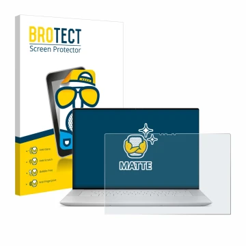 Parte frontale di una confezione del prodotto con il logo del marchio BROTECT. Accanto è raffigurato il dispositivo Dell XPS 1