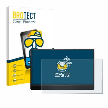 Parte frontale di una confezione del prodotto con il logo del marchio BROTECT. Accanto è raffigurato il dispositivo MSI Pro MP