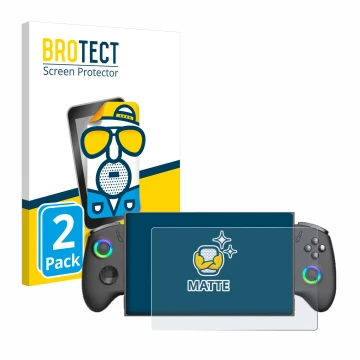 Parte frontale di una confezione del prodotto con il logo del marchio BROTECT. Accanto è raffigurato il dispositivo OneXPlayer