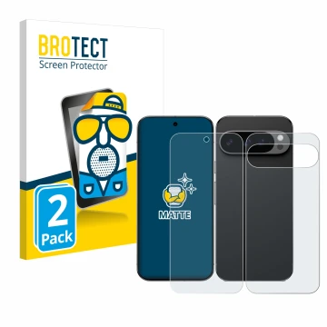 Parte frontale di una confezione del prodotto con il logo del marchio BROTECT. Accanto è raffigurato il dispositivo Google Pix