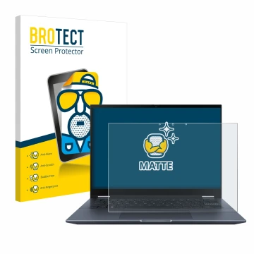Parte frontale di una confezione del prodotto con il logo del marchio BROTECT. Accanto è raffigurato il dispositivo ASUS Vivob