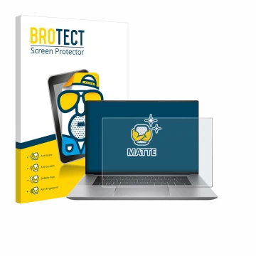 Parte frontale di una confezione del prodotto con il logo del marchio BROTECT. Accanto è raffigurato il dispositivo HP Zbook S