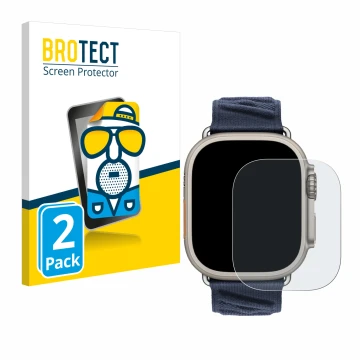 Parte frontale di una confezione del prodotto con il logo del marchio BROTECT. Accanto è raffigurato il dispositivo Apple Watc