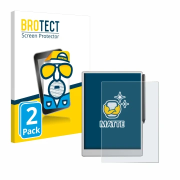 Parte frontale di una confezione del prodotto con il logo del marchio BROTECT. Accanto è raffigurato il dispositivo reMarkable