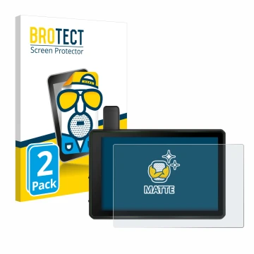Parte frontale di una confezione del prodotto con il logo del marchio BROTECT. Accanto è raffigurato il dispositivo Garmin Tre