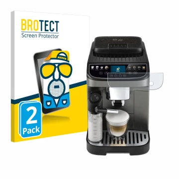 Parte frontale di una confezione del prodotto con il logo del marchio BROTECT. Accanto è raffigurato il dispositivo DeLonghi M
