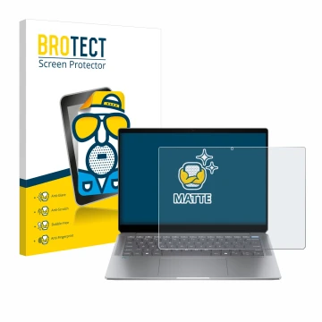 Parte frontale di una confezione del prodotto con il logo del marchio BROTECT. Accanto è raffigurato il dispositivo HP OmniBoo