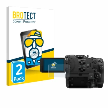 Parte frontale di una confezione del prodotto con il logo del marchio BROTECT. Accanto è raffigurato il dispositivo Canon EOS 