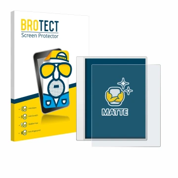 Parte frontale di una confezione del prodotto con il logo del marchio BROTECT. Accanto è raffigurato il dispositivo Boox Note 