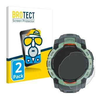 Parte frontale di una confezione del prodotto con il logo del marchio BROTECT. Accanto è raffigurato il dispositivo Garmin Ins