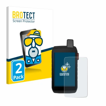 Parte frontale di una confezione del prodotto con il logo del marchio BROTECT. Accanto è raffigurato il dispositivo Garmin Mon