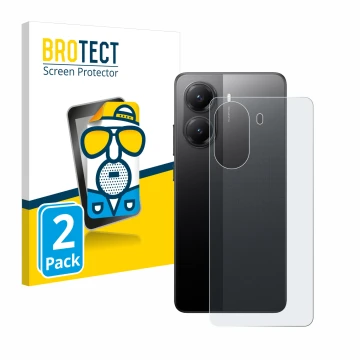 Parte frontale di una confezione del prodotto con il logo del marchio BROTECT. Accanto è raffigurato il dispositivo Xiaomi Poc