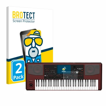 Parte frontale di una confezione del prodotto con il logo del marchio BROTECT. Accanto è raffigurato il dispositivo KORG Pa700