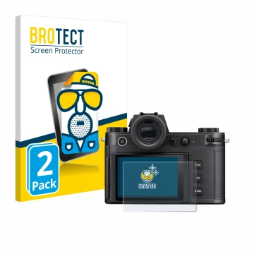Parte frontale di una confezione del prodotto con il logo del marchio BROTECT. Accanto è raffigurato il dispositivo Leica SL3-