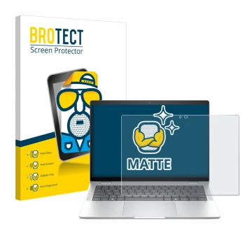 Parte frontale di una confezione del prodotto con il logo del marchio BROTECT. Accanto è raffigurato il dispositivo HP EliteBo