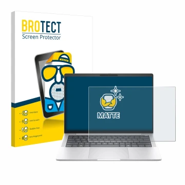Parte frontale di una confezione del prodotto con il logo del marchio BROTECT. Accanto è raffigurato il dispositivo HP EliteBo