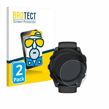 Parte frontale di una confezione del prodotto con il logo del marchio BROTECT. Accanto è raffigurato il dispositivo Garmin Tac