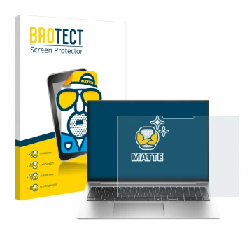 Parte frontale di una confezione del prodotto con il logo del marchio BROTECT. Accanto è raffigurato il dispositivo HP EliteBo