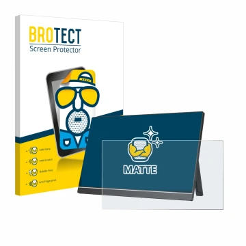 Parte frontale di una confezione del prodotto con il logo del marchio BROTECT. Accanto è raffigurato il dispositivo Arzopa Z1R