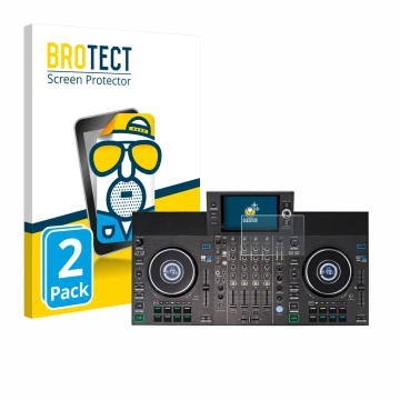Parte frontale di una confezione del prodotto con il logo del marchio BROTECT. Accanto è raffigurato il dispositivo Denon DJ S