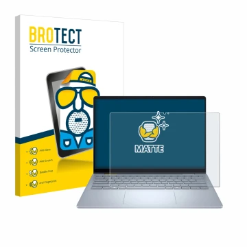 Parte frontale di una confezione del prodotto con il logo del marchio BROTECT. Accanto è raffigurato il dispositivo Dell 14 Pl