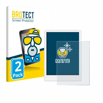 Parte frontale di una confezione del prodotto con il logo del marchio BROTECT. Accanto è raffigurato il dispositivo Meebook M8