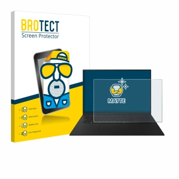 Parte frontale di una confezione del prodotto con il logo del marchio BROTECT. Accanto è raffigurato il dispositivo LG gram 17