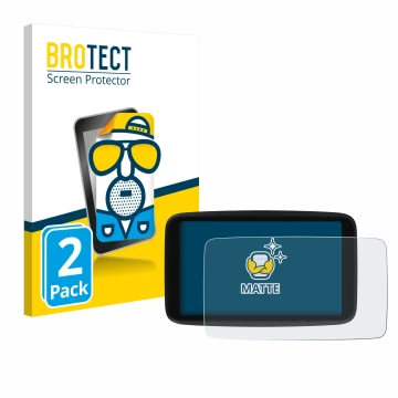 Parte frontale di una confezione del prodotto con il logo del marchio BROTECT. Accanto è raffigurato il dispositivo TomTom Go 
