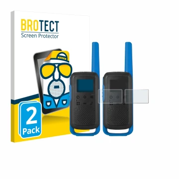Parte frontale di una confezione del prodotto con il logo del marchio BROTECT. Accanto è raffigurato il dispositivo Motorola T