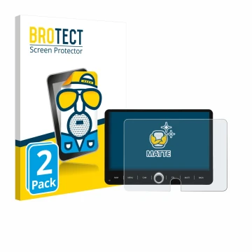 Parte frontale di una confezione del prodotto con il logo del marchio BROTECT. Accanto è raffigurato il dispositivo Dynavin D9