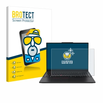 Parte frontale di una confezione del prodotto con il logo del marchio BROTECT. Accanto è raffigurato il dispositivo Lenovo Thi