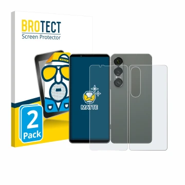 Parte frontale di una confezione del prodotto con il logo del marchio BROTECT. Accanto è raffigurato il dispositivo Sony Xperi