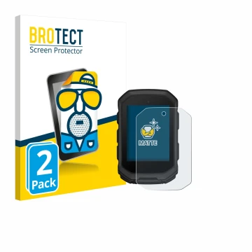Parte frontale di una confezione del prodotto con il logo del marchio BROTECT. Accanto è raffigurato il dispositivo Garmin Edg