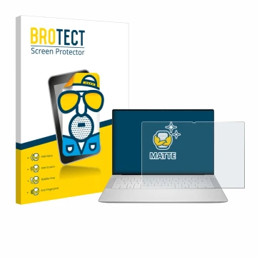 Parte frontale di una confezione del prodotto con il logo del marchio BROTECT. Accanto è raffigurato il dispositivo Dell 14 Pr