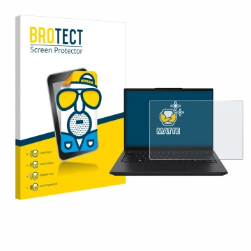 Parte frontale di una confezione del prodotto con il logo del marchio BROTECT. Accanto è raffigurato il dispositivo Lenovo Thi