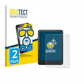 Parte frontale di una confezione del prodotto con il logo del marchio BROTECT. Accanto è raffigurato il dispositivo Amazon Kin