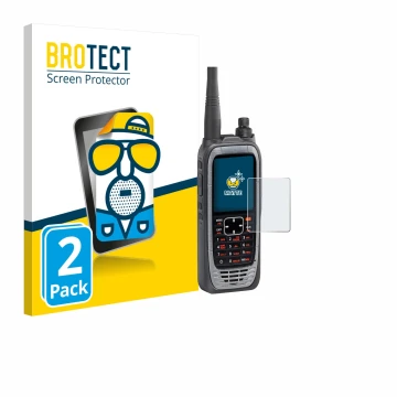 Parte frontale di una confezione del prodotto con il logo del marchio BROTECT. Accanto è raffigurato il dispositivo Icom IC-A2